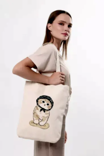 Çınar Bez Çanta Kanvas Masum Kedi Bez Çanta C1608