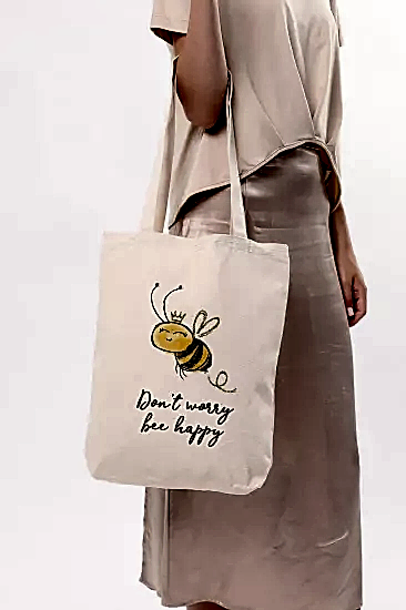 Çınar Bez Çanta Kanvas Dont Worry Bee Happy Baskılı Bez Çanta